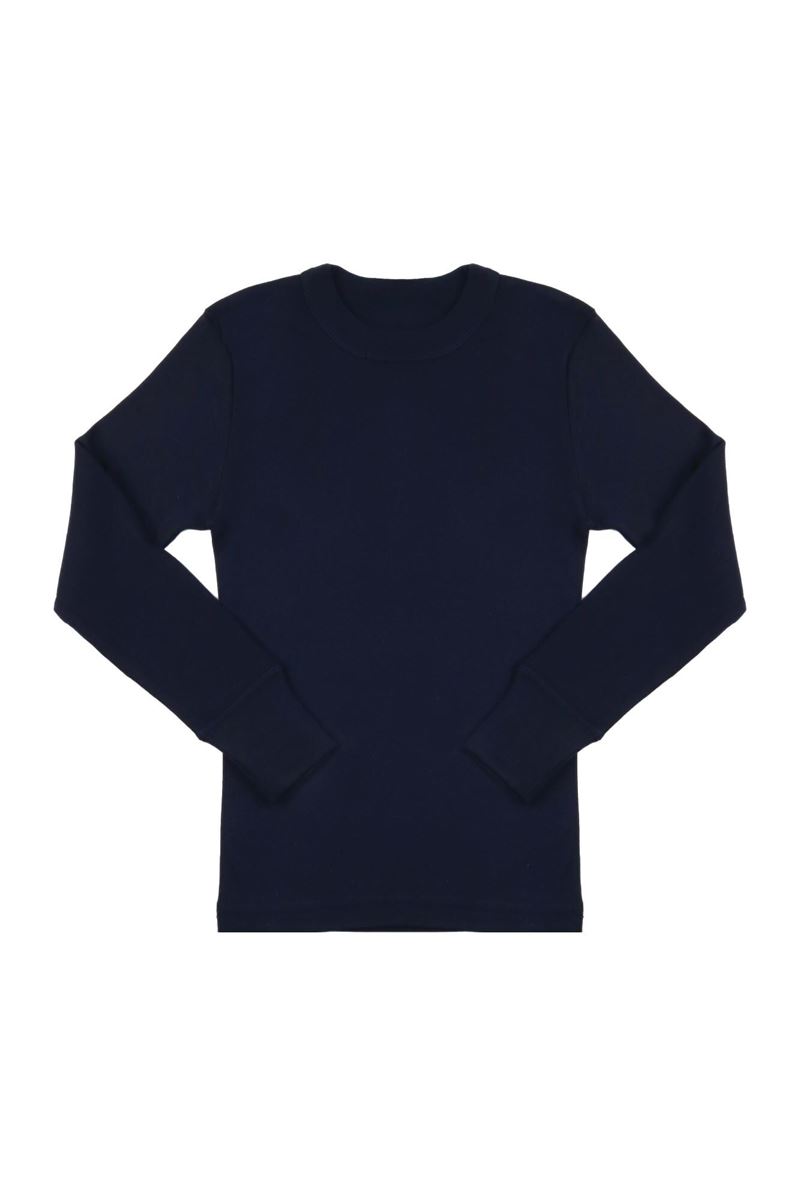 BROSS BOYS %100 COTTON LONG-SLEEVE T-SHIRT NAVY BLUE