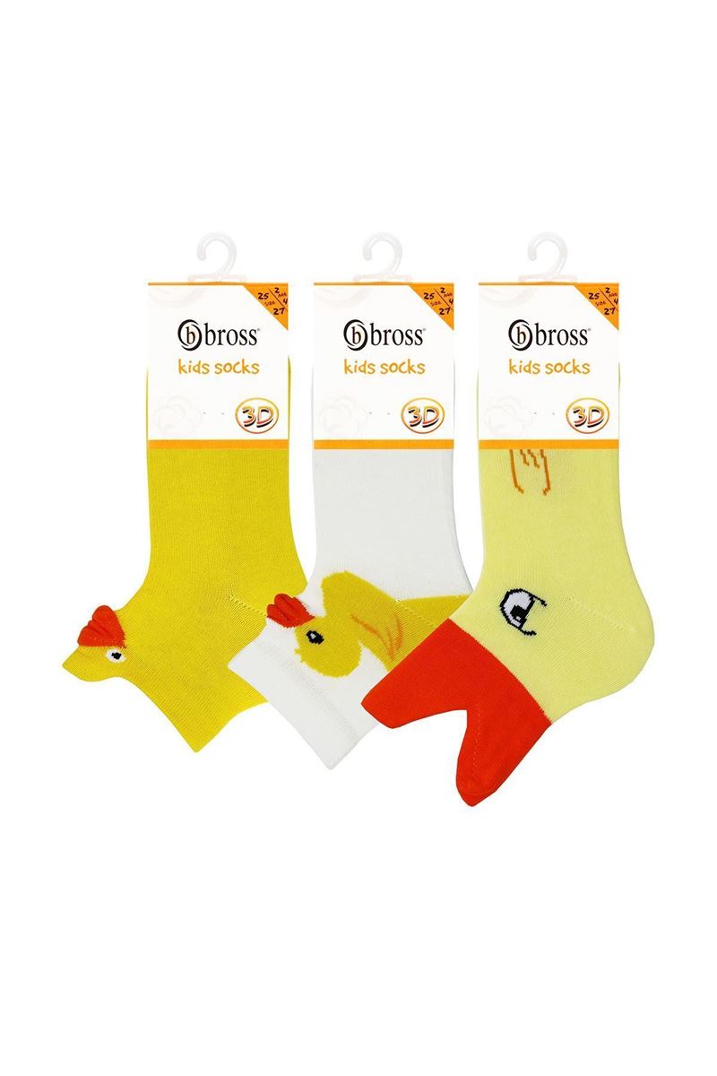 BROSS 3D DUCK PATTERNED BOYS MID-CALF SOCKS ASORTY