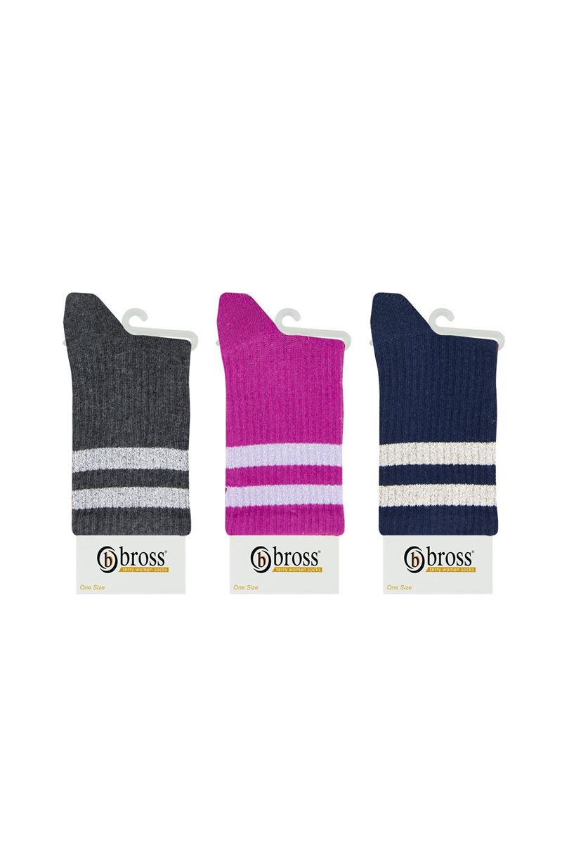 BROSS RUBBER CIRCLE PATTERNED WOMEN MID-CALF TERRY SOCK ASORTY