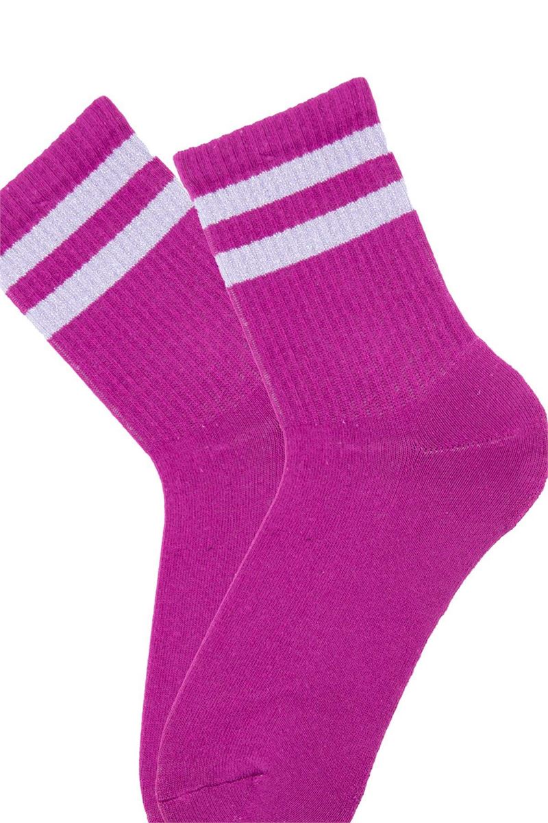 BROSS RUBBER CIRCLE PATTERNED WOMEN MID-CALF TERRY SOCK ASORTY