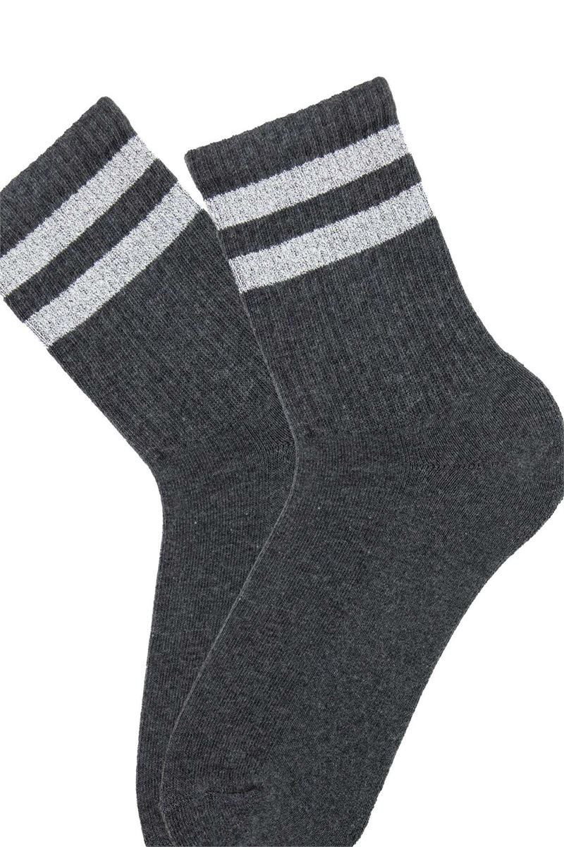 BROSS RUBBER CIRCLE PATTERNED WOMEN MID-CALF TERRY SOCK ASORTY