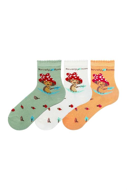 Mushroom Patterned Kids Mid-Calf Socks 12