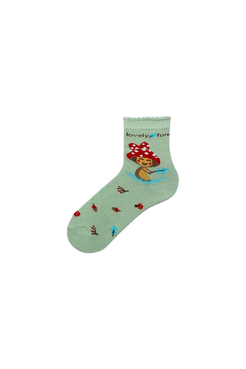 BROSS MUSHROOM PATTERNED KIDS MID-CALF SOCKS ASORTY