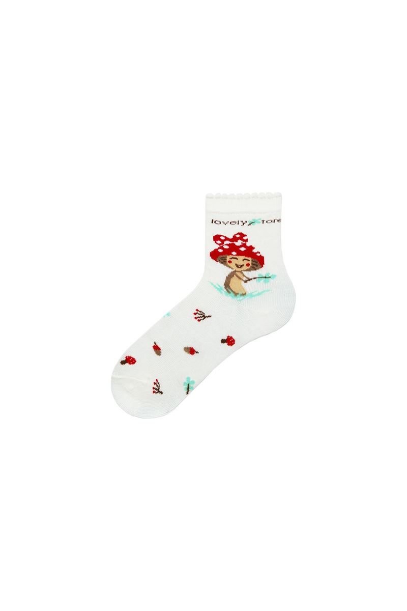 BROSS MUSHROOM PATTERNED KIDS MID-CALF SOCKS ASORTY