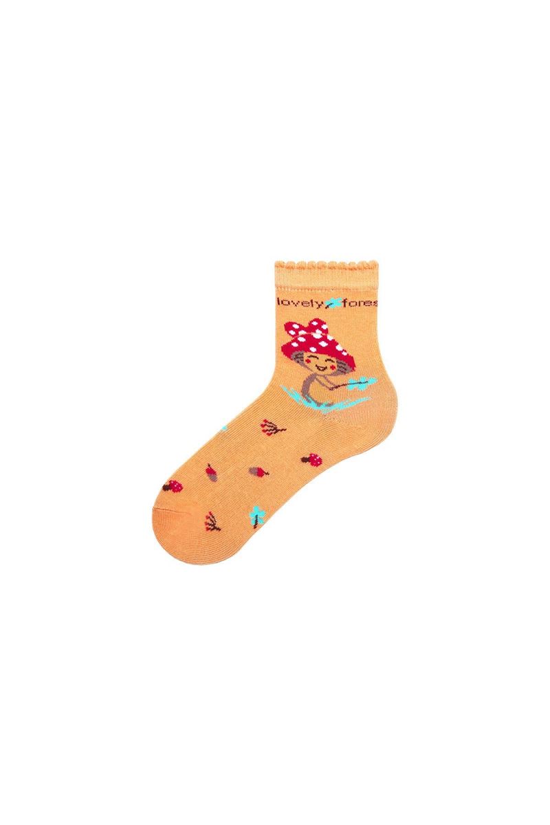 BROSS MUSHROOM PATTERNED KIDS MID-CALF SOCKS ASORTY