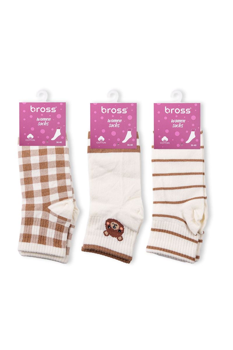 BROSS WOMEN TEDDY BEAR MID-CALF SOCKS ASORTY