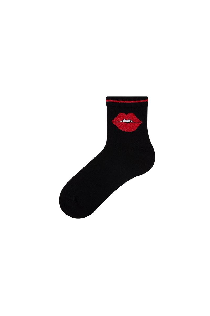 BROSS WOMEN LIPS PATTERN MID-CALF SOCKS ASORTY