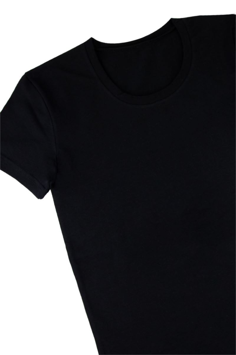 BROSS GIRLS LYCRA CREW-COLLAR T-SHIRT BLACK