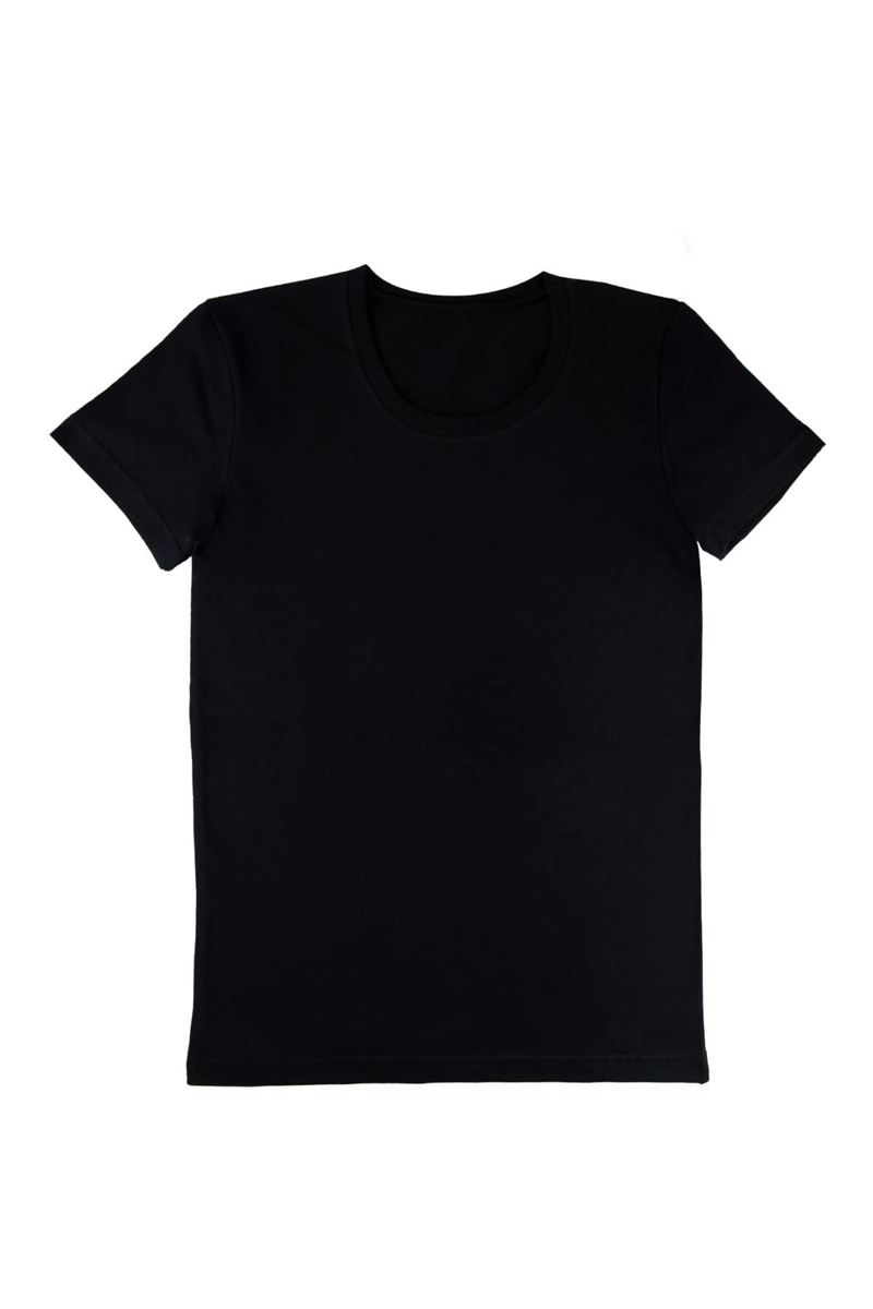 BROSS GIRLS LYCRA CREW-COLLAR T-SHIRT BLACK