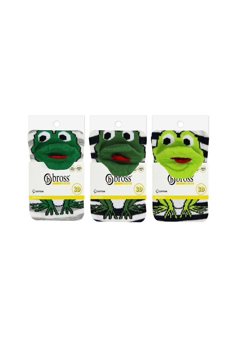 BROSS 3D FROG PATTERNED BABY BOYS  TIGHTS ASORTY