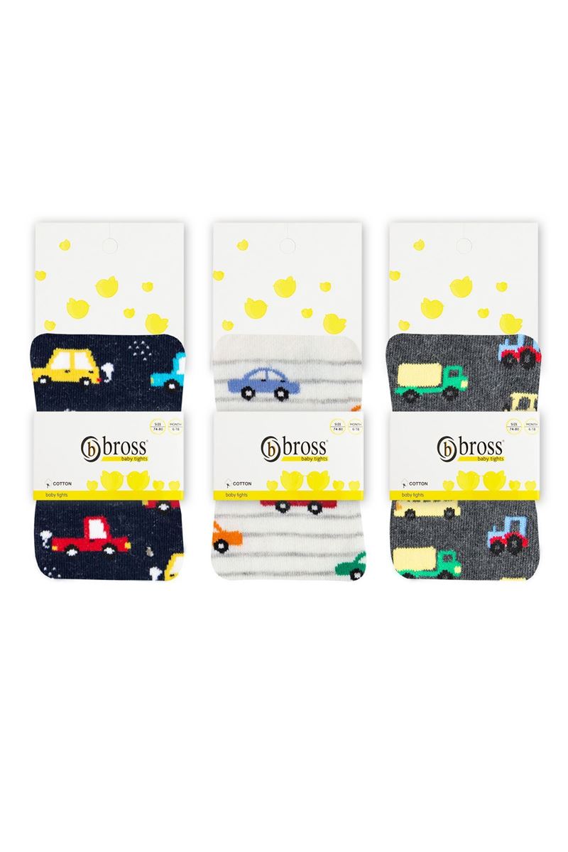 BROSS CARS PATTERN BABY BOY TIGHTS ASORTY