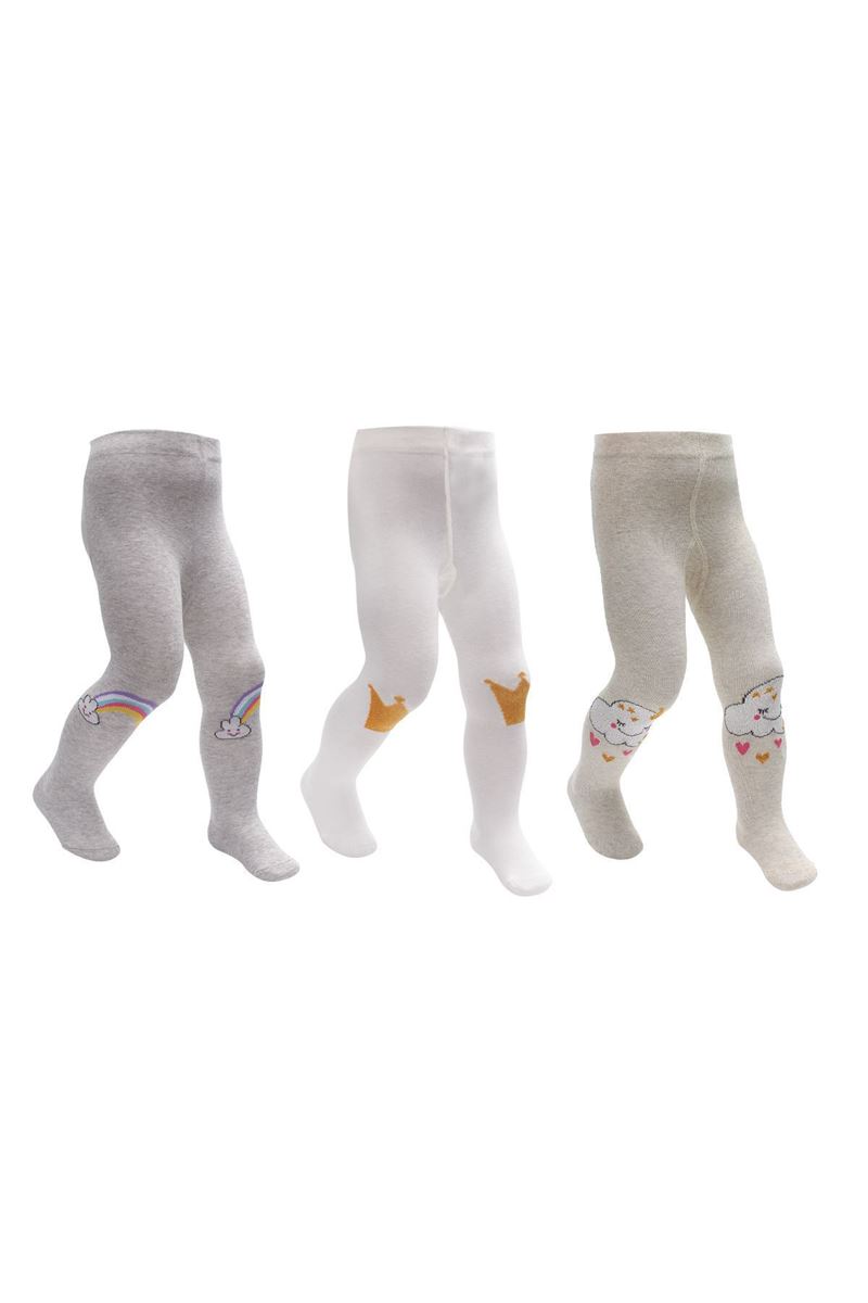 BROSS RAINBOW, CLOUD,CROWN PATTERNED  BABY GIRLS TIGHTS ASORTY