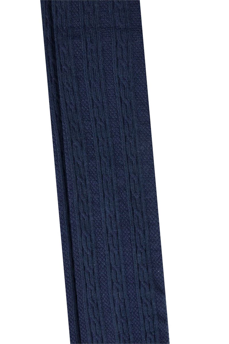 BROSS CABLE PATTERNED GIRLS PANTYHOSE NAVY BLUE