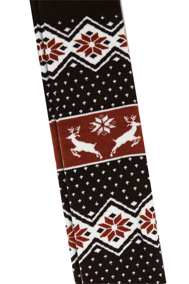 BROSS DEER AND ETHNIC PATTERNED GIRLS TERRY PANTYHOSE ASORTY