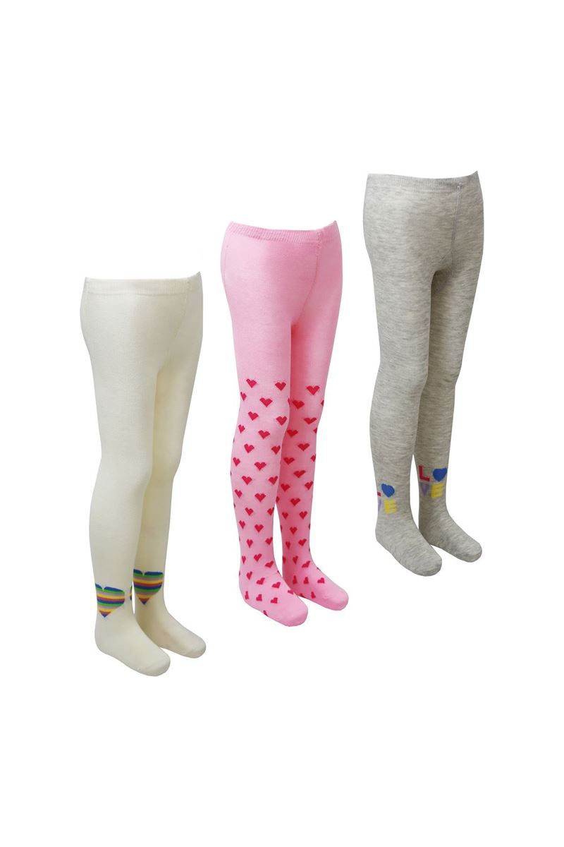 BROSS HEART PATTERNED GIRLS TIGHTS ASORTY