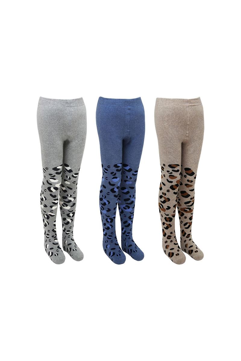 BROSS LEOPARD PATTERNED GIRLS TERRY PANTYHOSE ASORTY