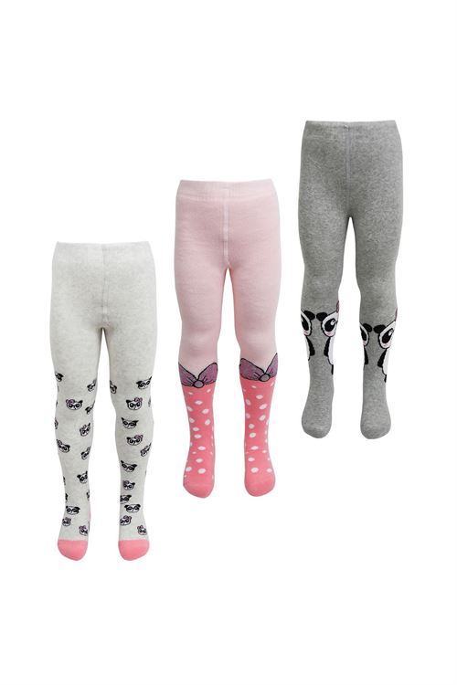 Panda Patterned Baby Girls Terry Pentyhose 6