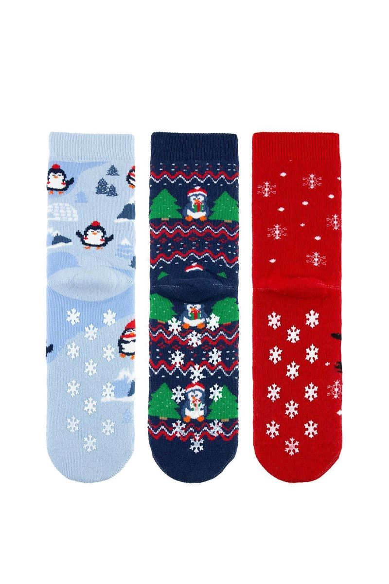 BROSS SKIING PENGUIN GIRLS’ TERRY SOCKS ASORTY