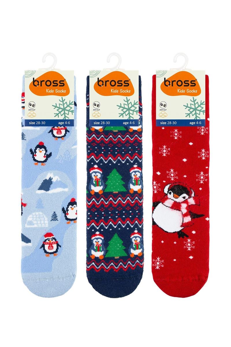 BROSS SKIING PENGUIN GIRLS’ TERRY SOCKS ASORTY