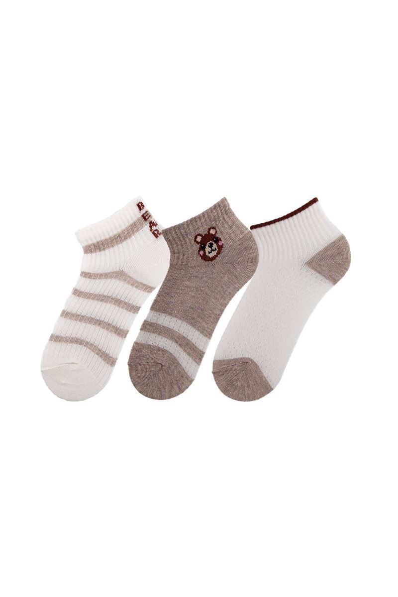 BROSS BEAR AND STRIPED ANKLE SOCKS ASORTY