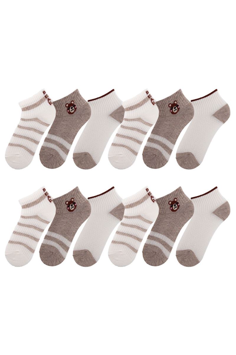 BROSS BEAR AND STRIPED ANKLE SOCKS ASORTY