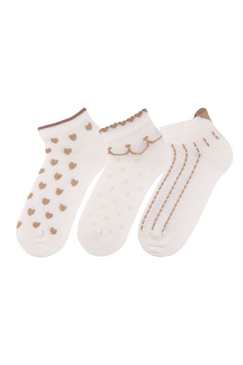 BEIGE HEART GIRLS ANKLE SOCKS 12