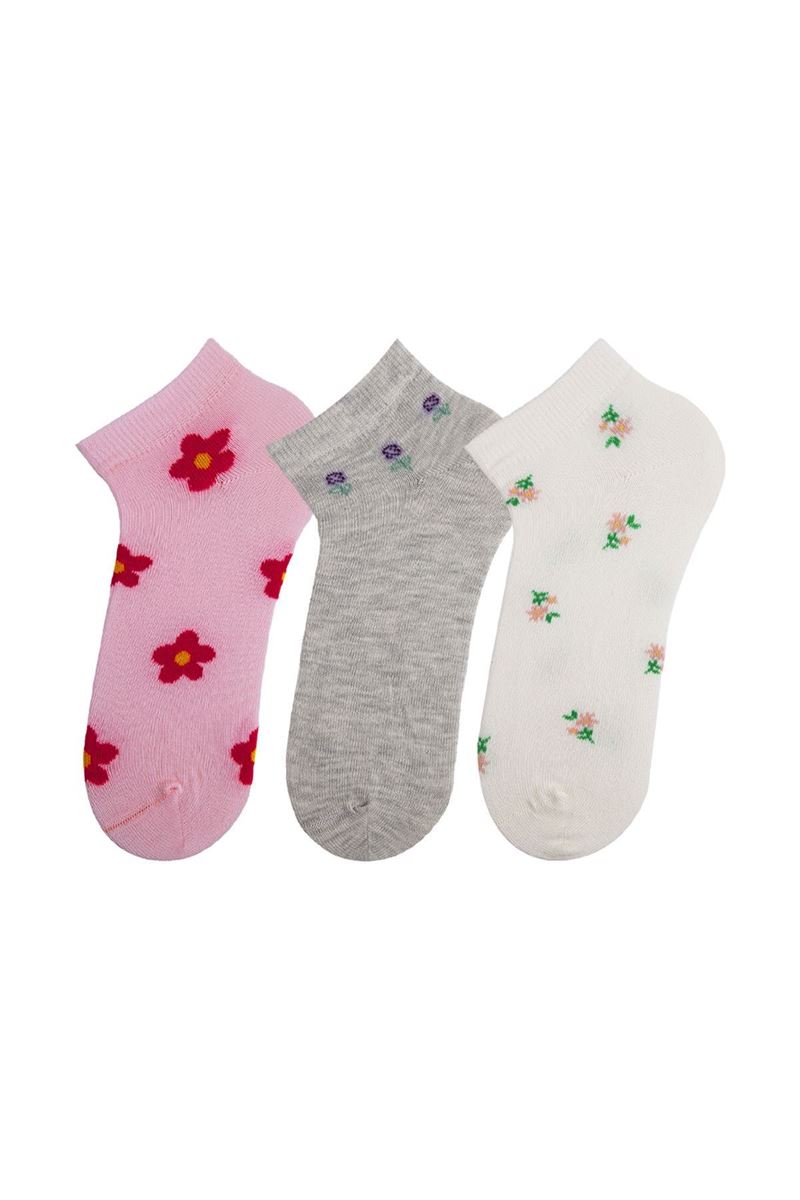 BROSS GIRLS' FLOWER ANKLE SOCKS ASORTY