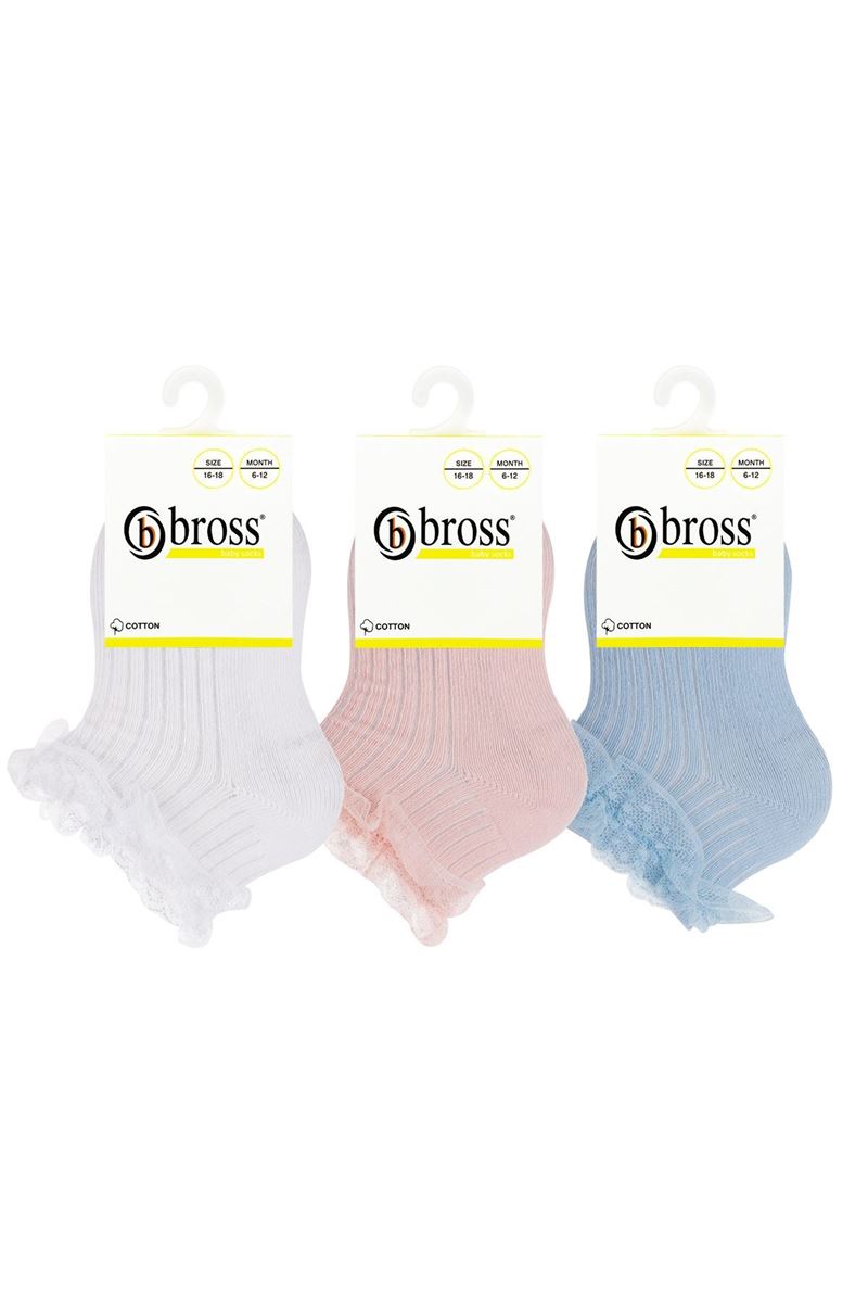 BROSS LACEY ACCESSORY BABY GIRLS SHAFTLESS SOCKS ASORTY