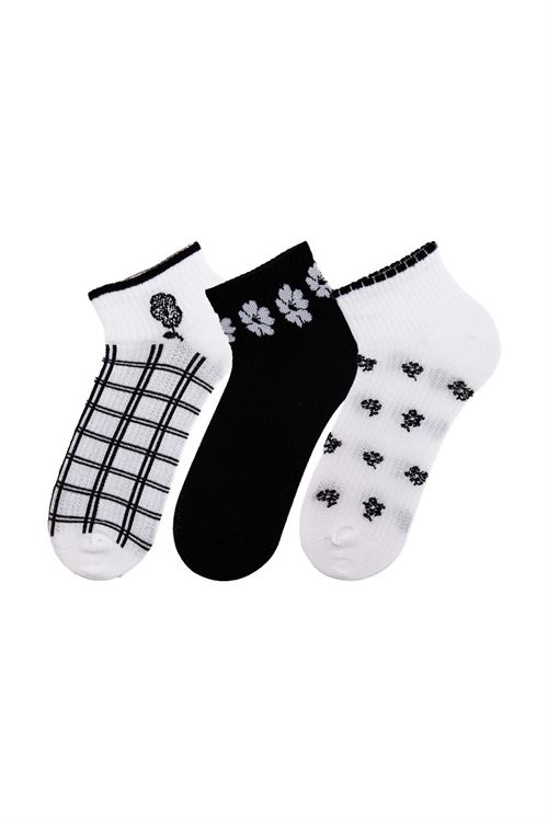 BLACK FLORAL WOMEN ANKLE SOCKS 12