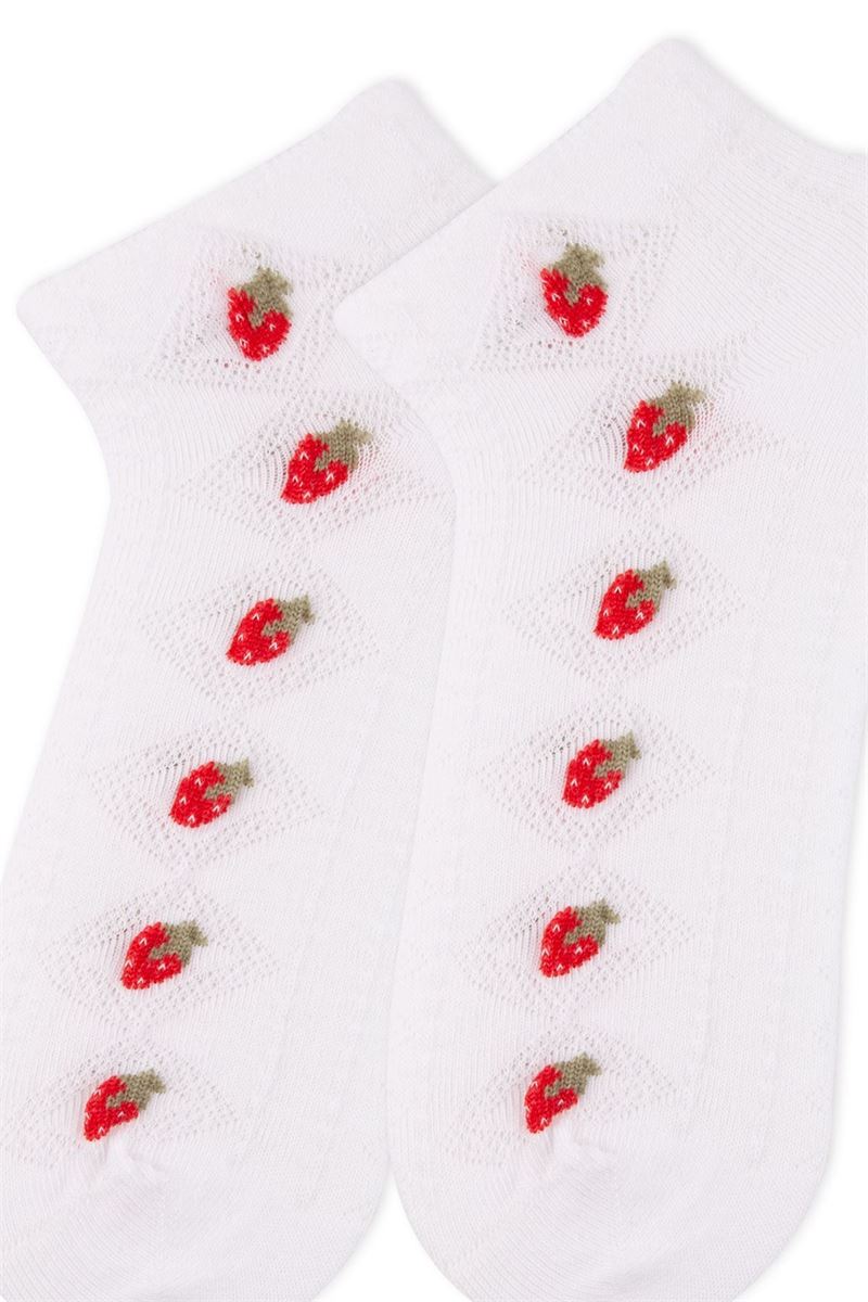 BROSS EMBOSSED FRUIT GIRLS ANKLE SOCKS ASORTY