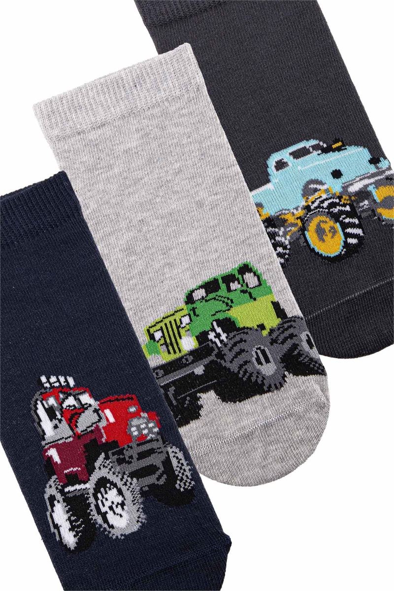 TULIP BOYS' CAR EMBRODIERY ANKLE SOCKS ASORTY