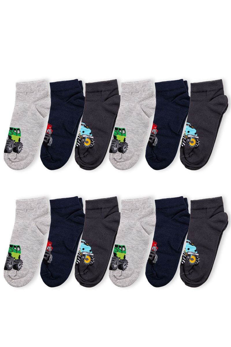 TULIP BOYS' CAR EMBRODIERY ANKLE SOCKS ASORTY