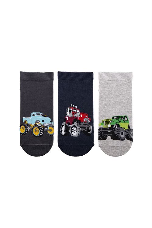 Boys' Car Embrodiery Ankle Socks 12