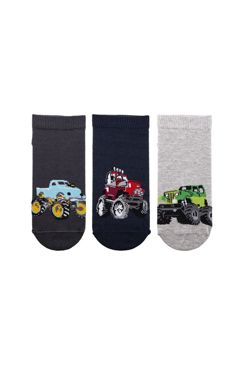 TULIP BOYS' CAR EMBRODIERY ANKLE SOCKS ASORTY