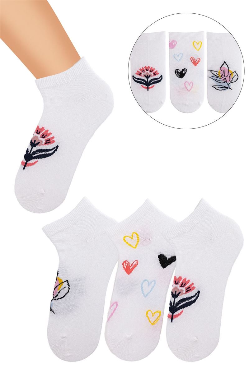 TULIP WOMEN FLOWER HEART ANKLE SOCKS ASORTY