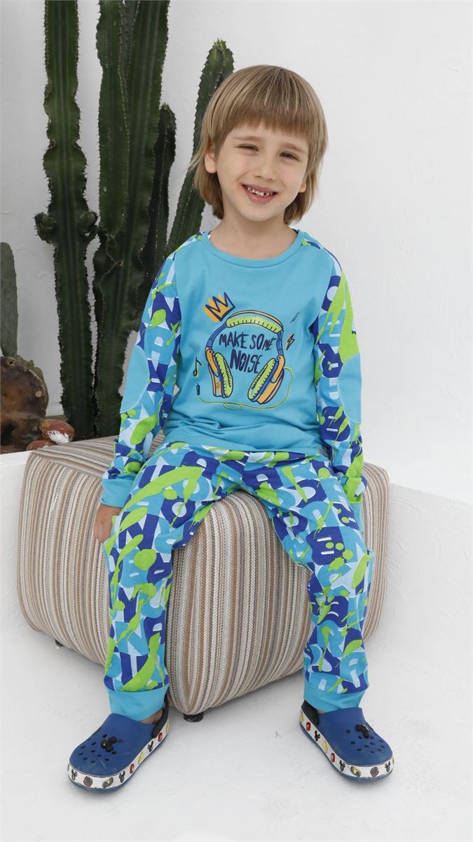 BROSS BOYS' BLUE PYJAMA SET 