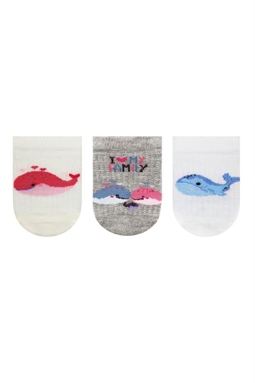 Whale Patterned Baby Girls Sneaker Socks 12