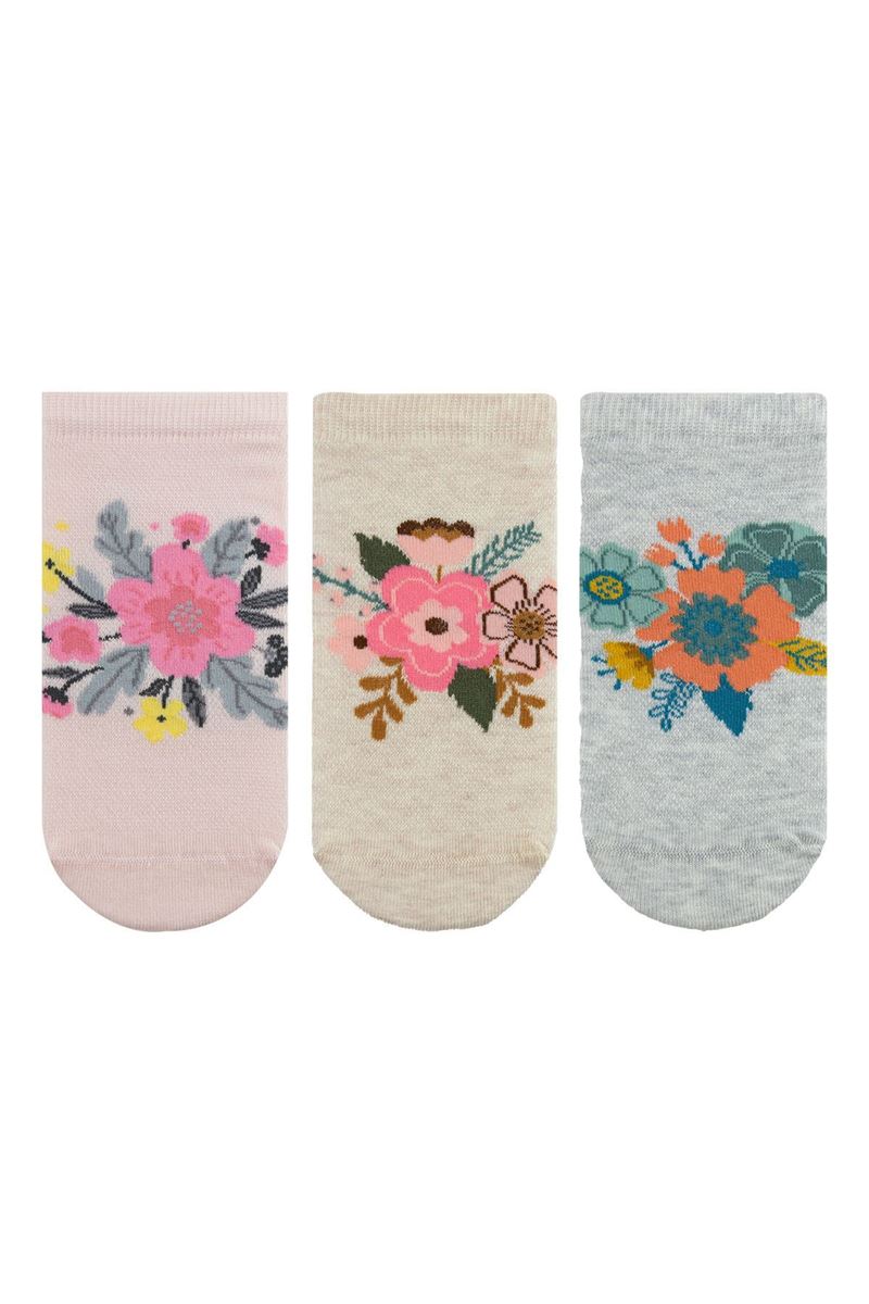 BROSS WOMEN SNEAKER SOCKS FLOWER PATTERNED ASORTY