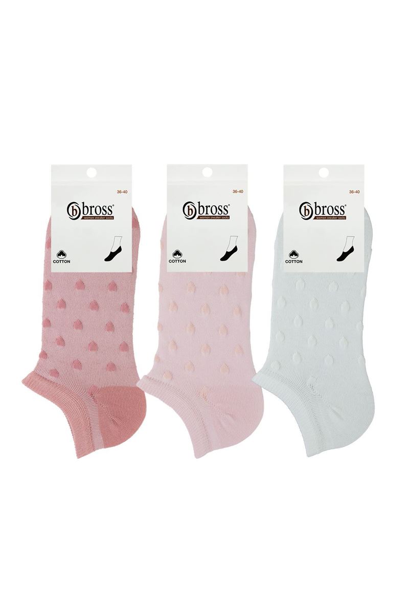 BROSS WOMEN SNEAKER SOCKS HEART PATTERNED ASORTY