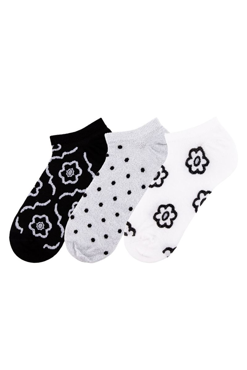 BROSS BLACK FLORAL WOMEN SNEAKER SOCKS ASORTY