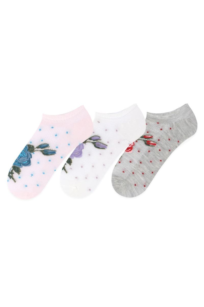 BROSS ROSE PATTERNED WOMEN S SNEAKER SOCKS (DISCOUNT PRO ASORTY