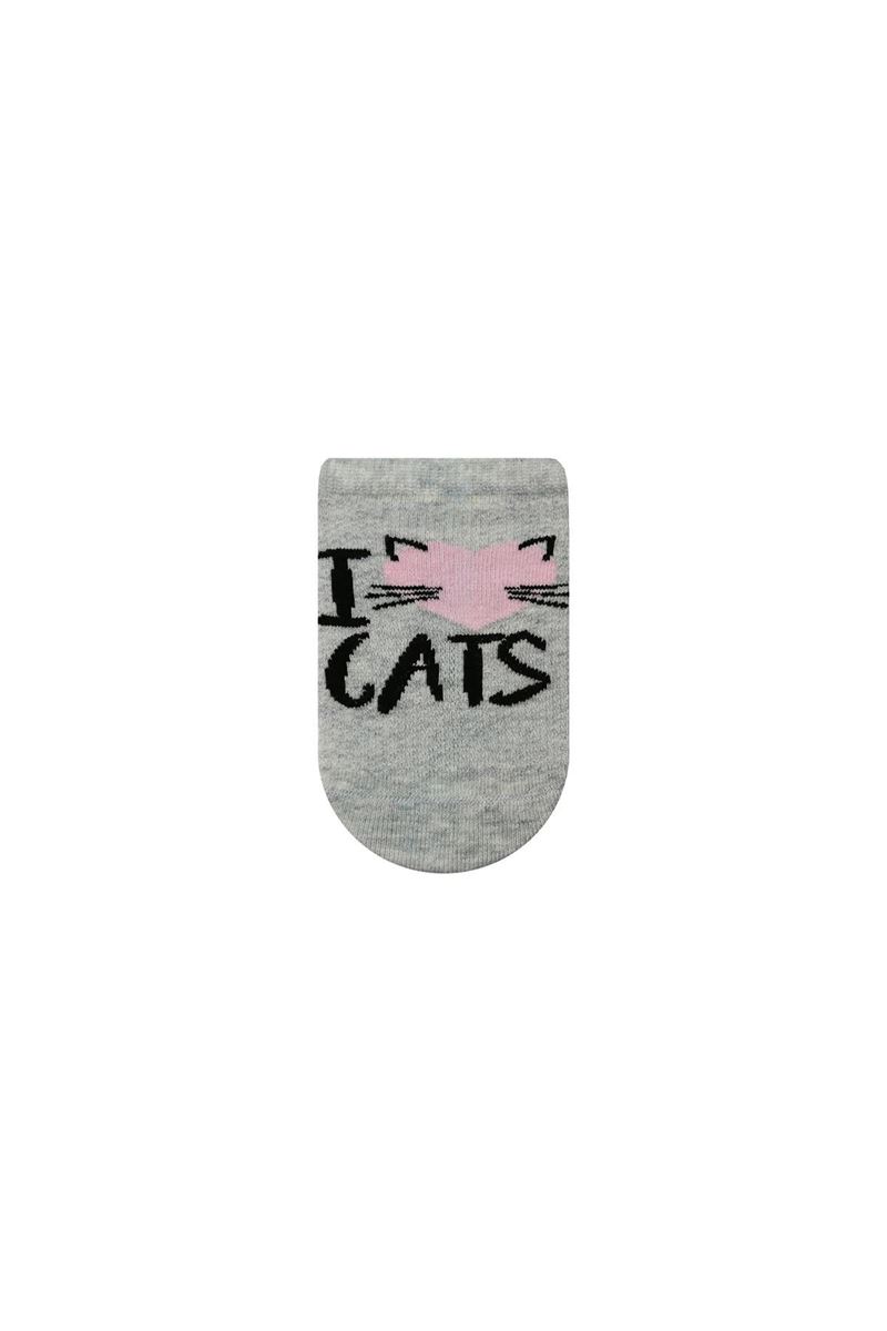 BROSS CAT PATTERNED GIRLS SNEAKER SOCKS ASORTY