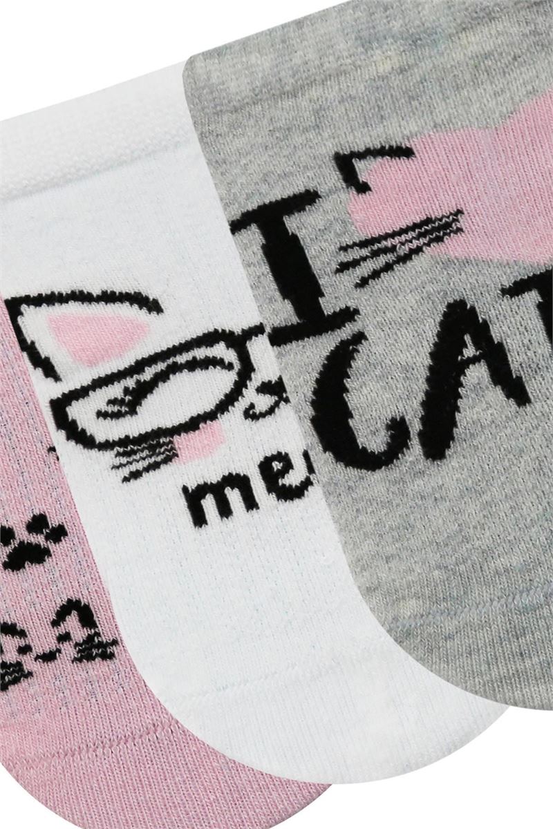 BROSS CAT PATTERNED GIRLS SNEAKER SOCKS ASORTY