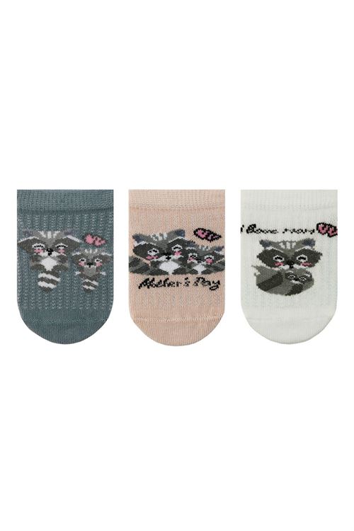 Raccoons Patterned Baby Girls  Sneaker Socks 12