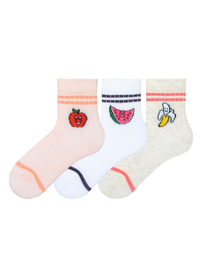 BROSS FRUIT PATTERNED BABY GIRLS SOCKS ASORTY