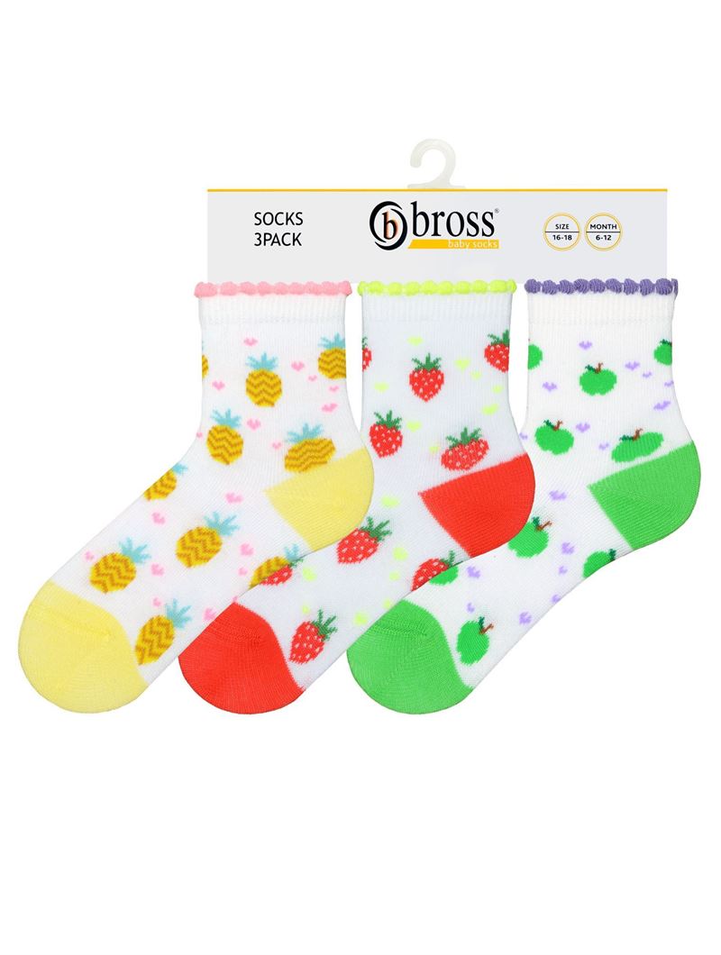 BROSS FRUIT PATTERNED BABY GIRLS SOCKS ASORTY