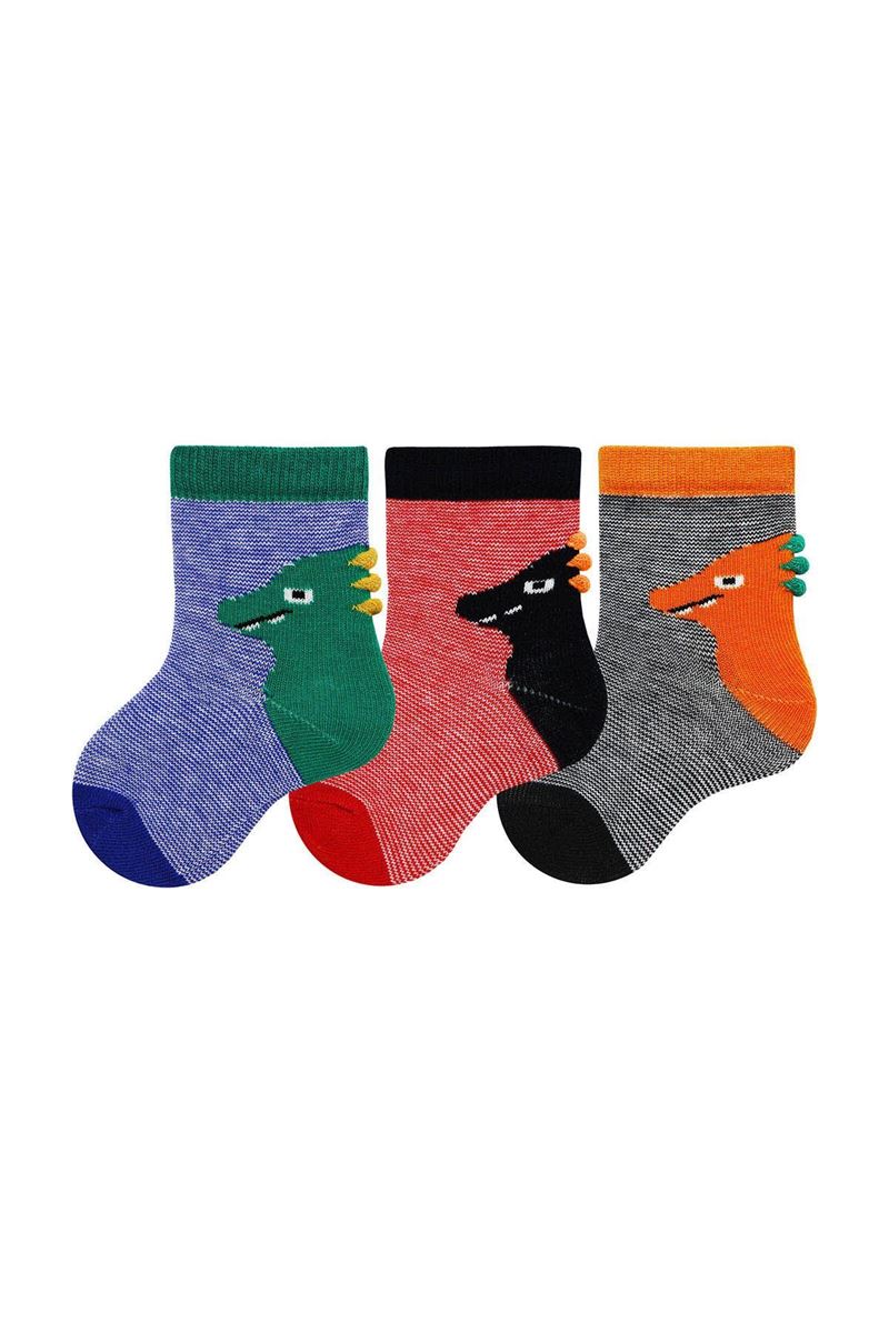 BROSS 3D CIRCLE DINO BABY BOYS SOCKS ASORTY