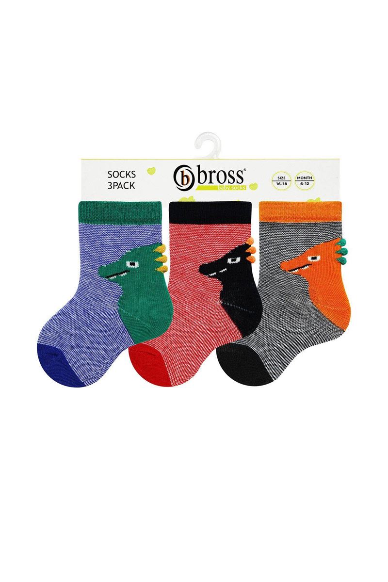 BROSS 3D CIRCLE DINO BABY BOYS SOCKS ASORTY