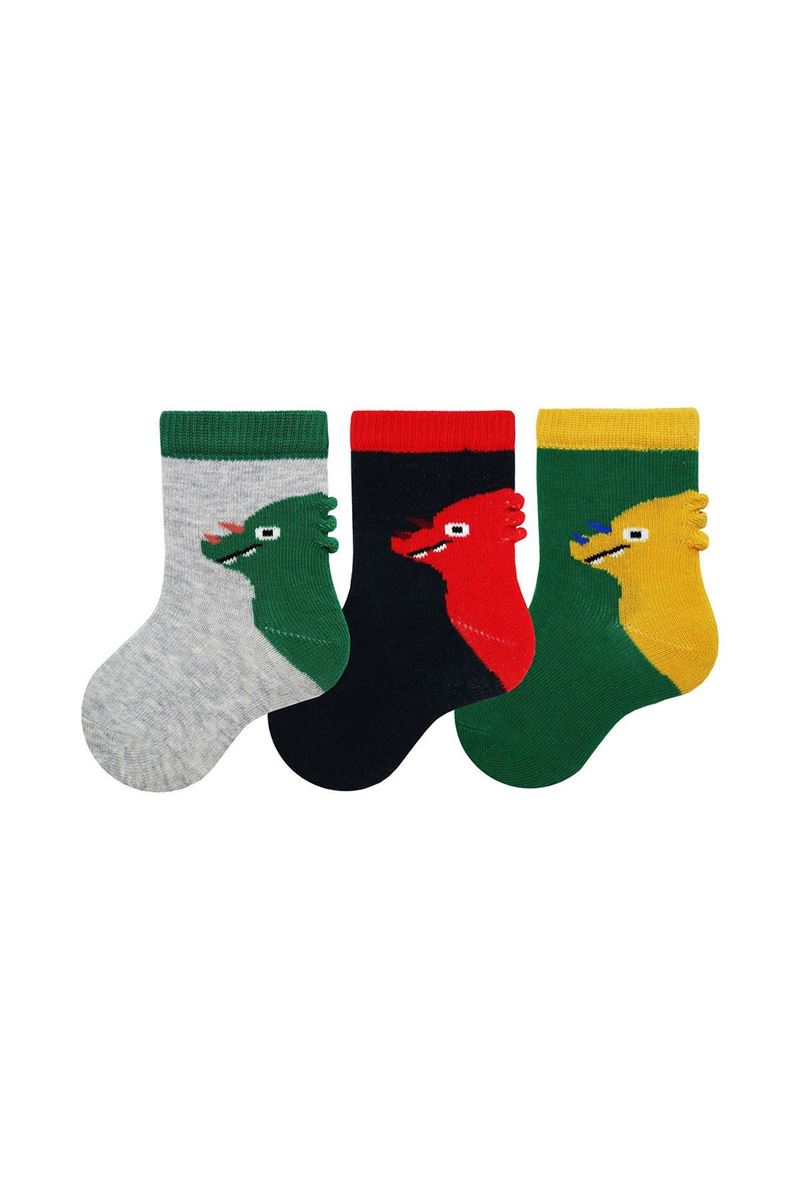 BROSS 3D PLAIN DINO BABY BOYS SOCKS ASORTY