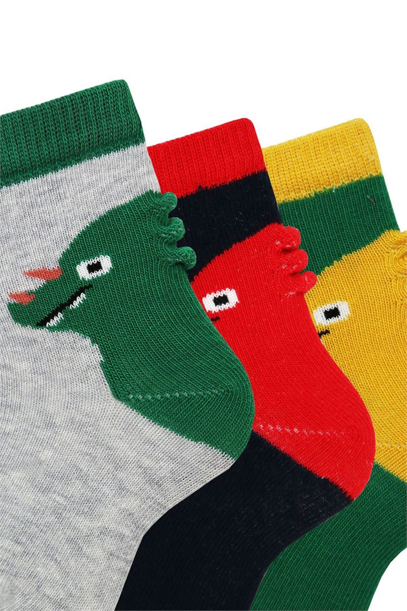 BROSS 3D PLAIN DINO BABY BOYS SOCKS ASORTY